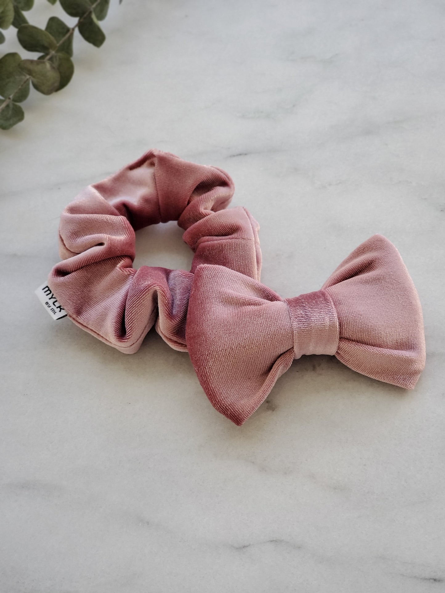 Lilac - Velvet Bow Tie & Scrunchie BFF Set