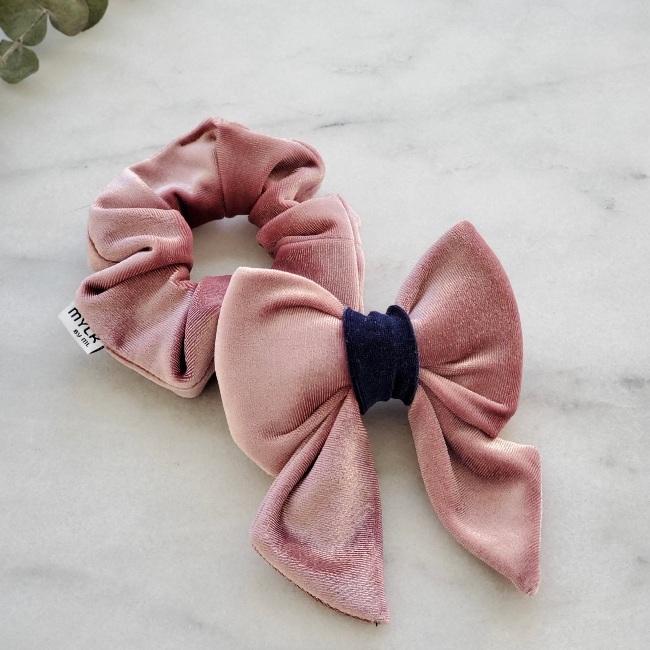 Lilac - Velvet Bow Tie & Scrunchie BFF Set